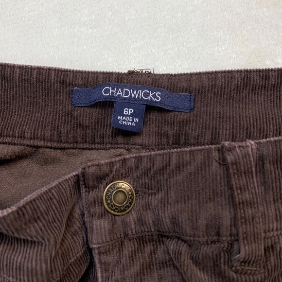 CHADWICKS Brown Corduroy Straight Leg Pants Womens Size 6 Petite Stretch Casual - Picture 4 of 9